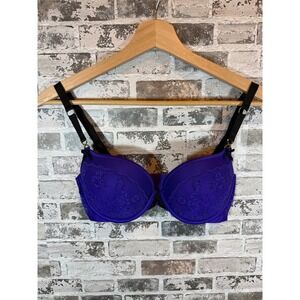 Victoria's Secret Bra Womens 32DD Purple Very Sexy Padded Demi Lace